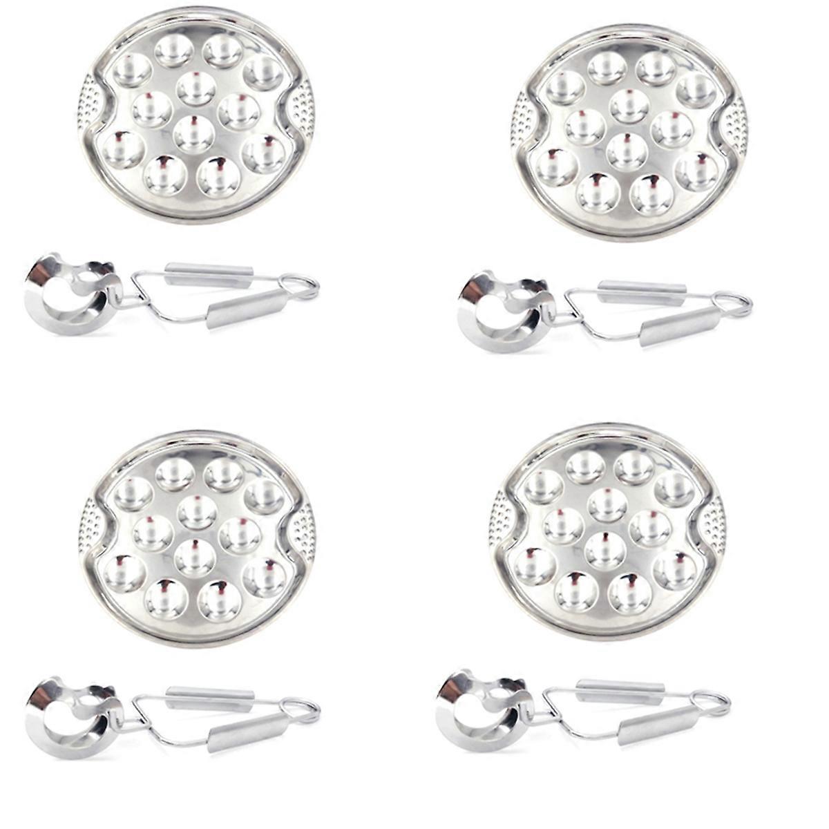1 Set of Stainless Steel Snail Escargot Plate Grilled Snail Tool