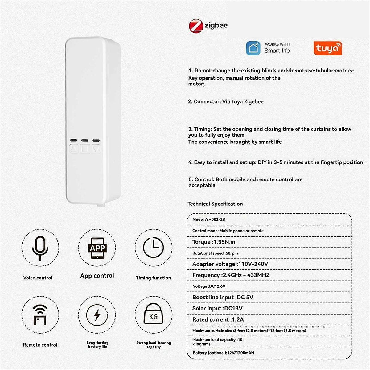 Tuya Zigbee Smart Curtain Motor Electric Roller Blinds/Shade Shutter