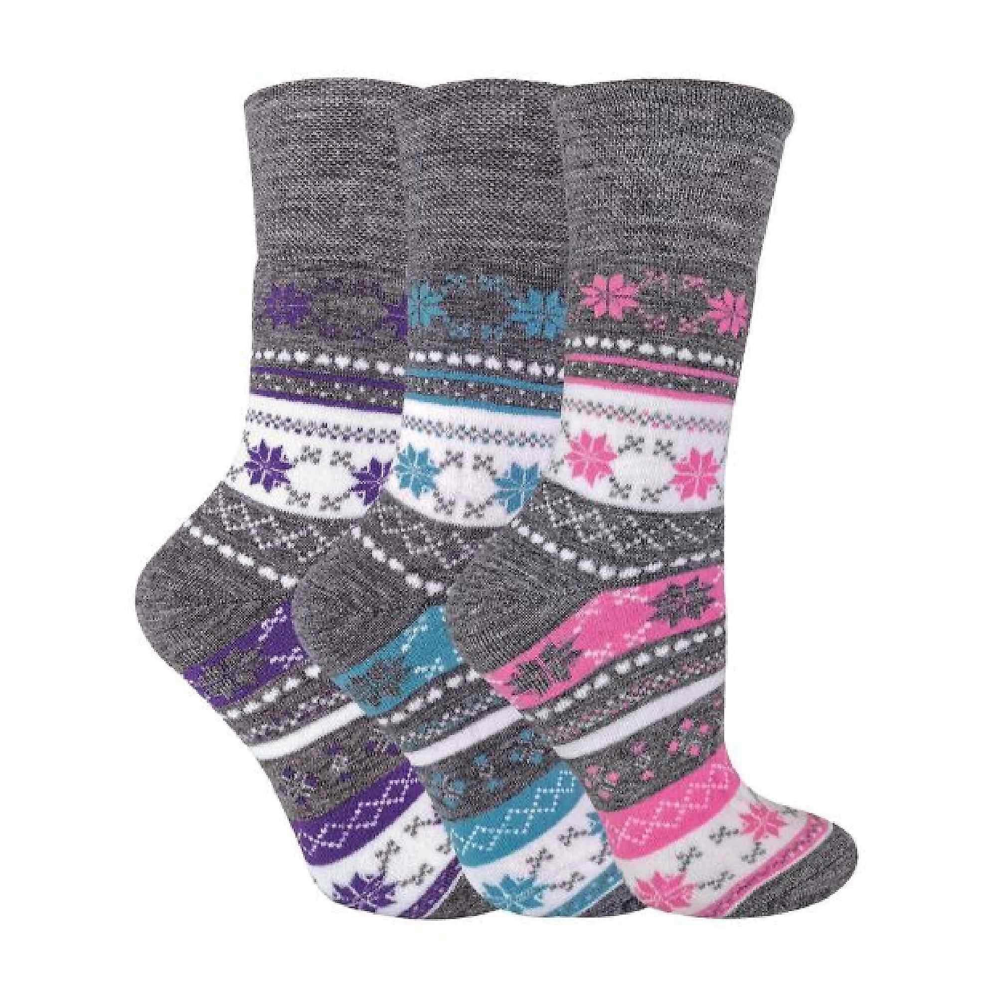 Sock Snob - Ladies 3 Pairs Fairisle Patterned Thermal Socks