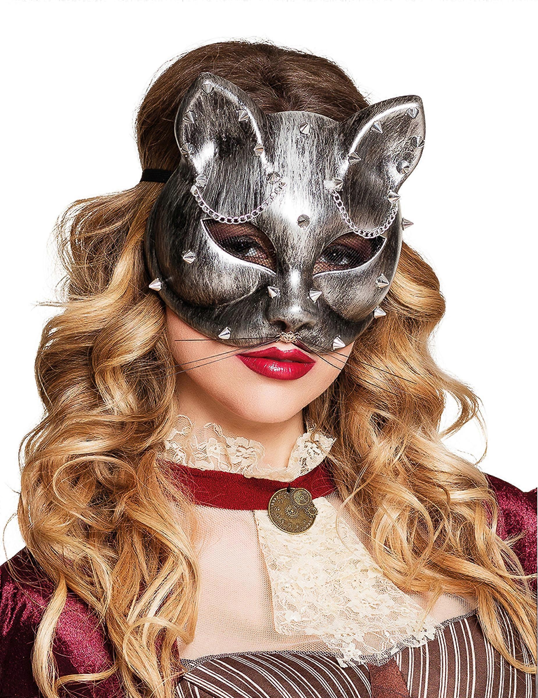 Adult Steampunk Silver Cat Wolf