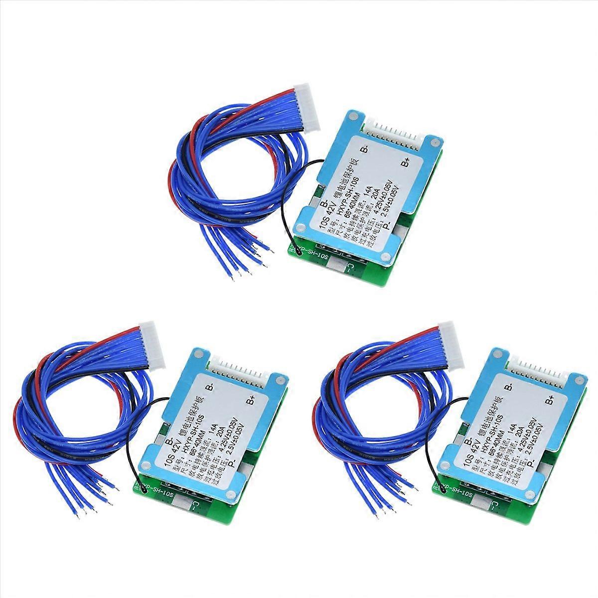 3X 10S 42V 15A for Polymer Cell 18650 Lithium Battery Protection Board with Balance Built-in Tempera