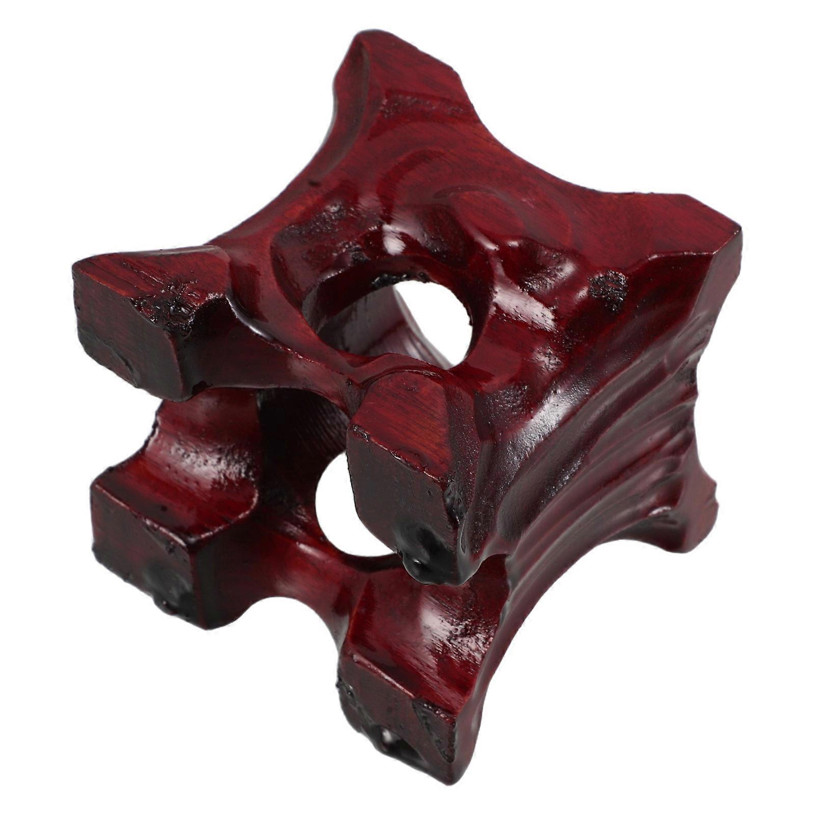 Chinese Display Stand Wooden Crystal Sphere Stand Secure Groove Pedestal For Decor Study 2.3×2.2×2.2in 1Pack