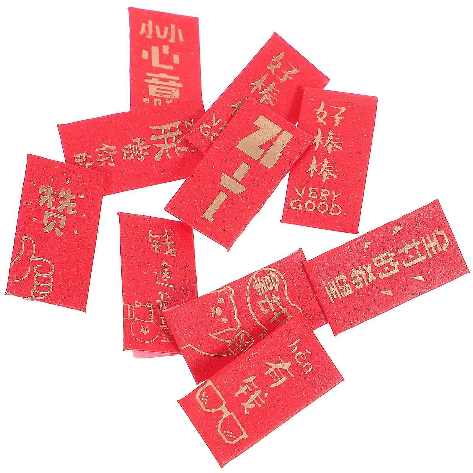 10Pcs Miniature Red Envelope Dollhouse Accessories Rectangular Design Paper Bags Fun Simulation Gift Packaging