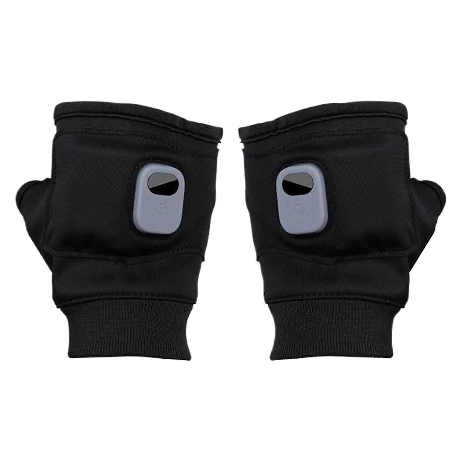 Warming Gloves 3Mode Adjustable Electric HalfFinger Mittens Unisex Black Hand Warmer For Skiing