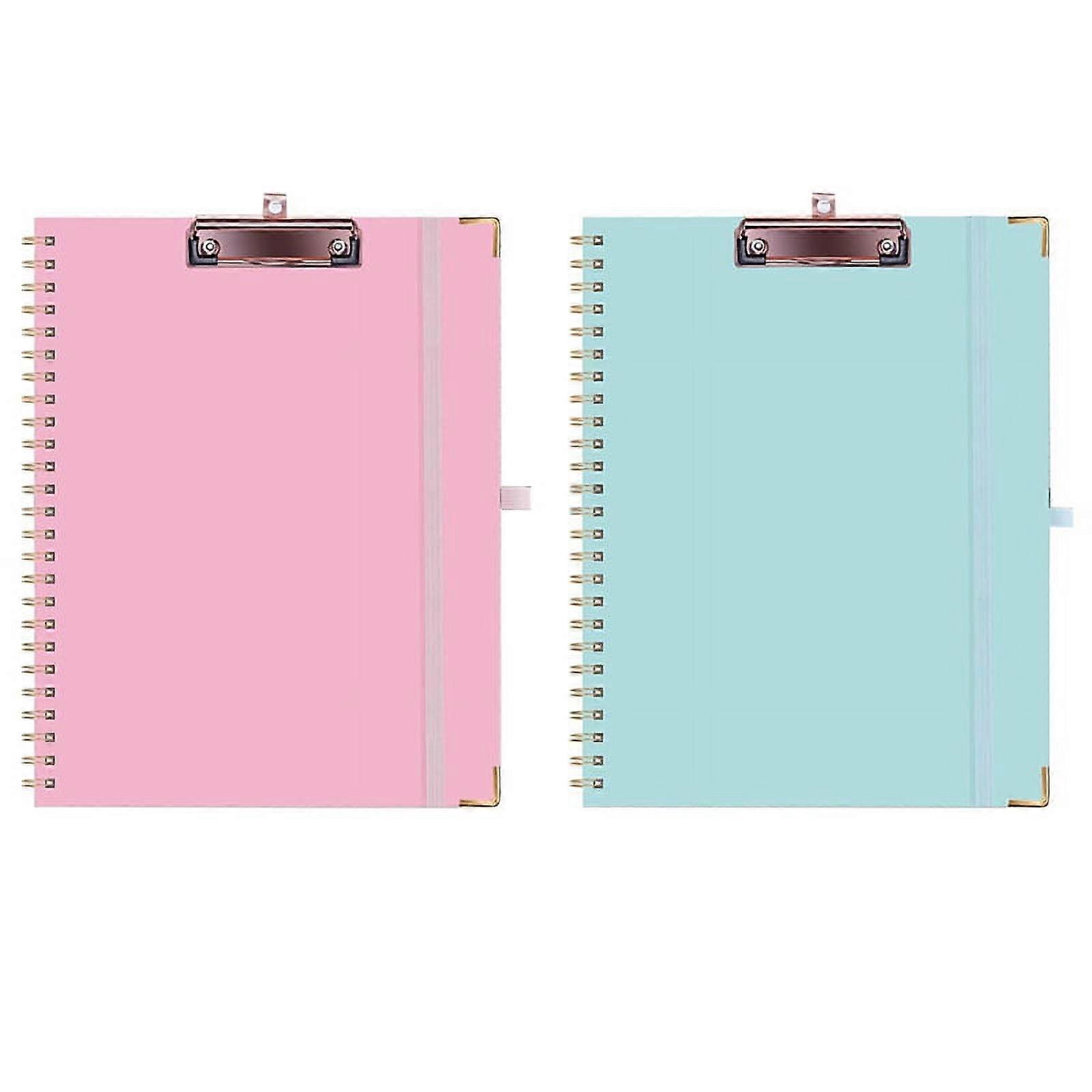 2PCS Clipboard Folder with Refillable Notepad for Letter Size (11x 8.5Inch), Versatile Clipfolio for School Office
