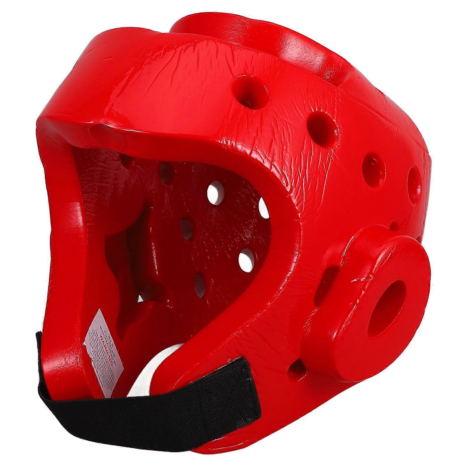 أطفال السجال أغطية الرأس EVA التايكوندو خوذة ماصة لاعب الكيك بوكسينغ درع رأس تهوية الهواء - مقاس M (أحمر)