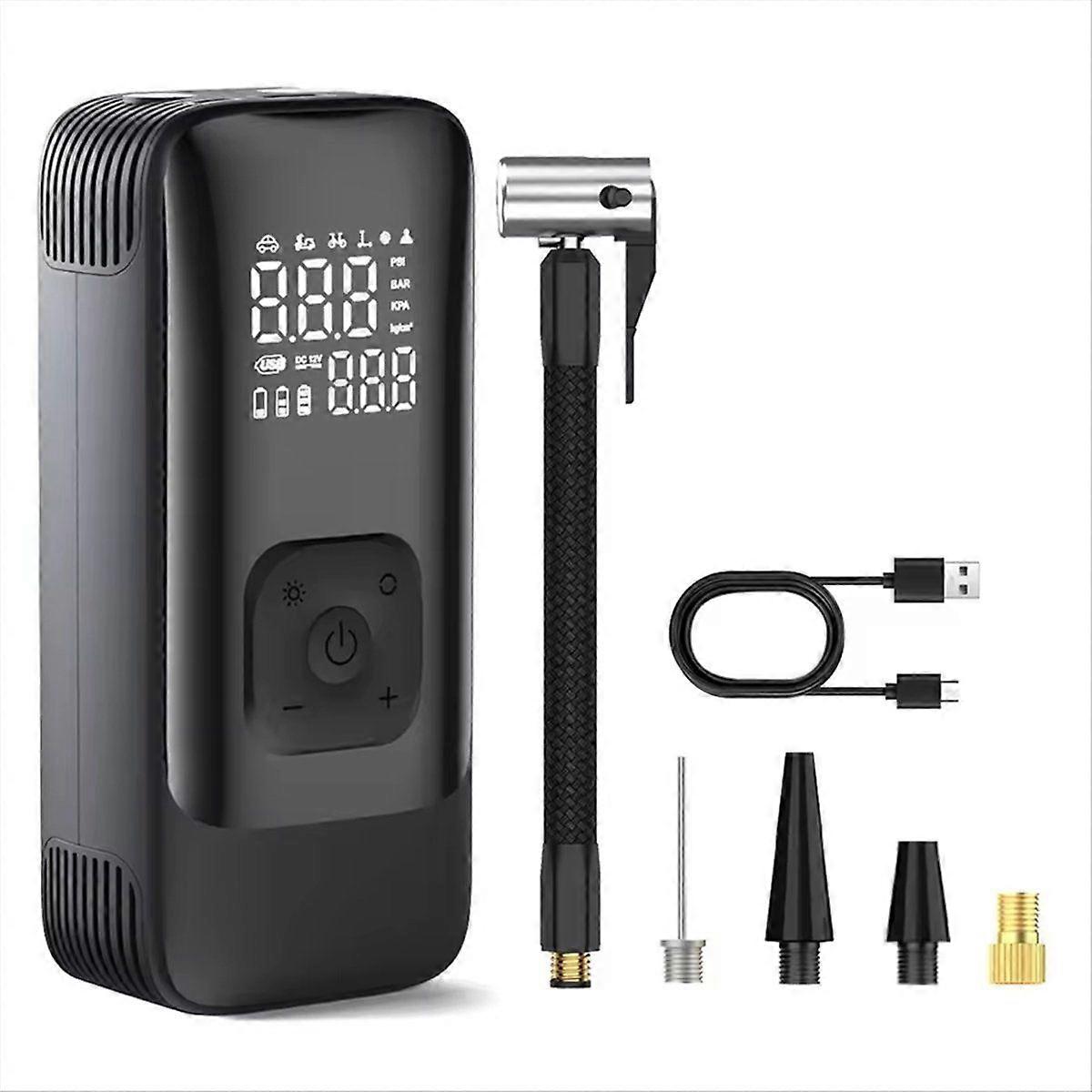Car Tire Inflator Portable Air Pump with Power Bank Function Type-C Wireless Battery Compressor for