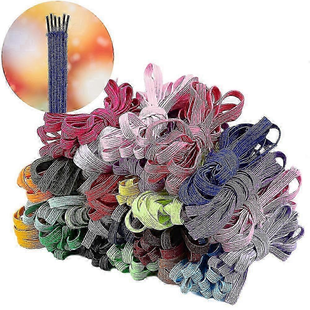1Set Elastic Cord with Polyester Outside and Rubber Inside Mixed Color 6mm 28colors 2m/color 56m/set DIY