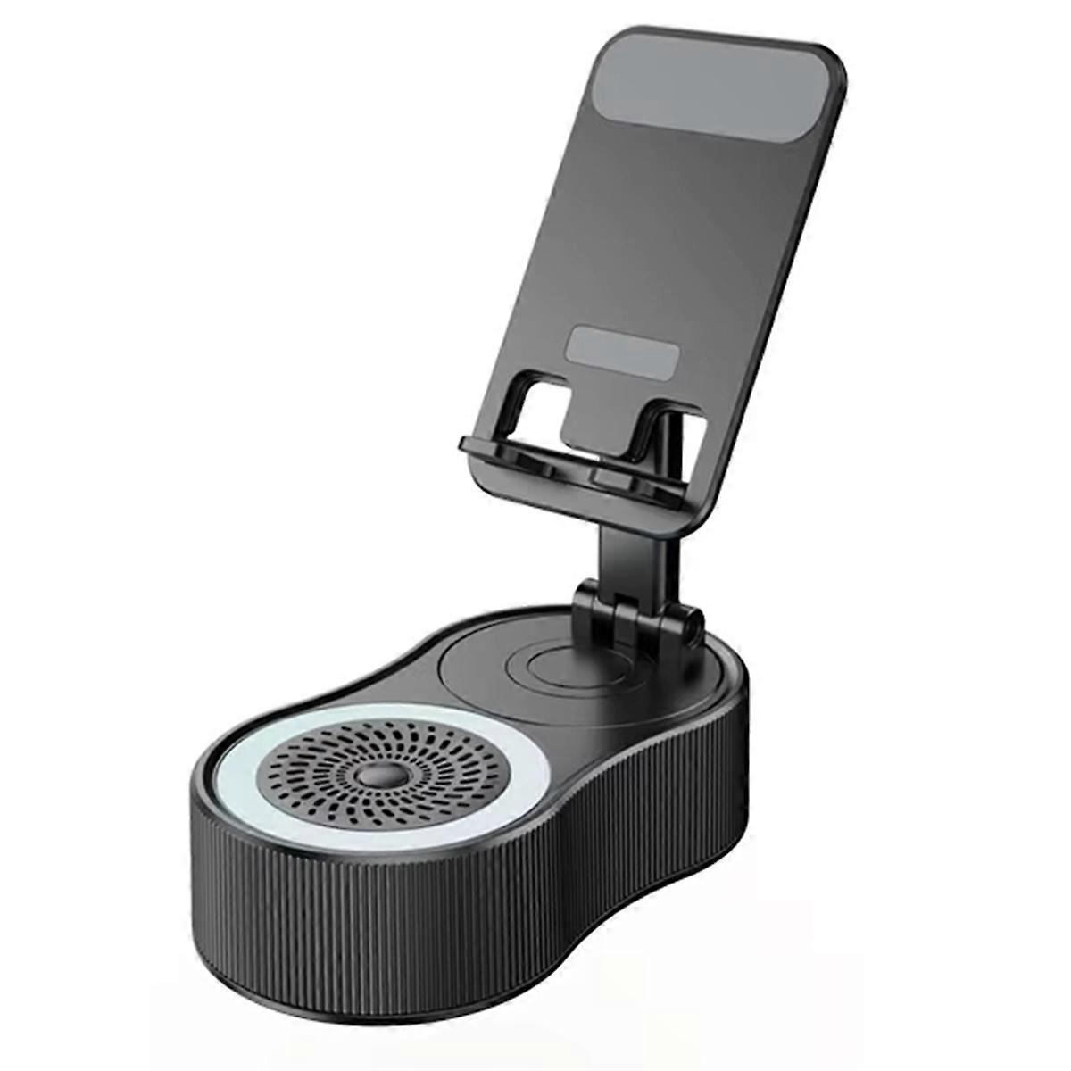 360 Degree Rotating Phone Holder with Lifting Function,Power Bank,Bluetooth Speaker,Portable Ambient Light Speaker Black