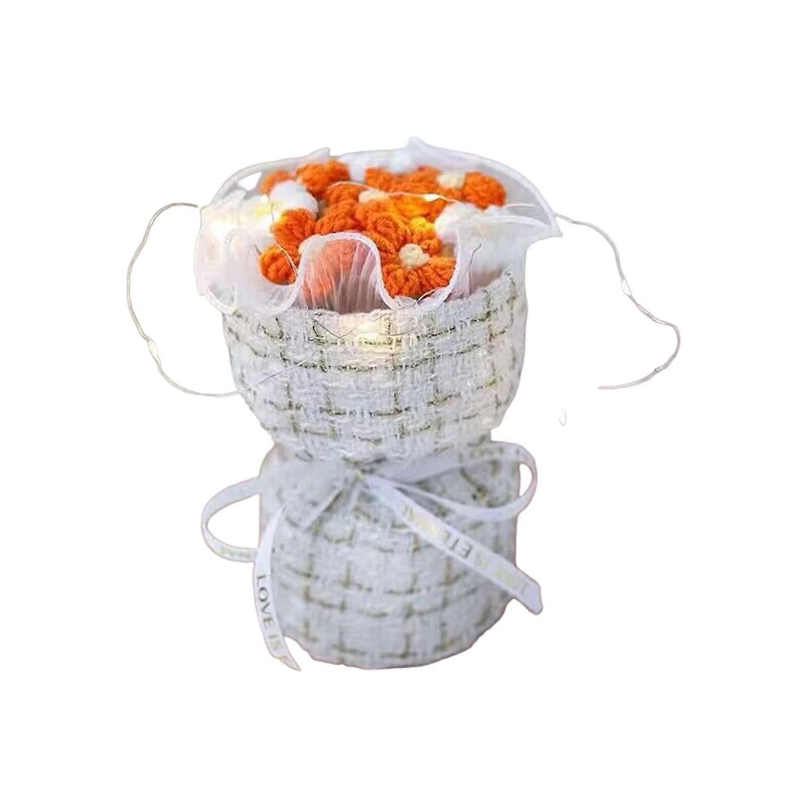 Knitted yarn simulation puff bouquet  Orange