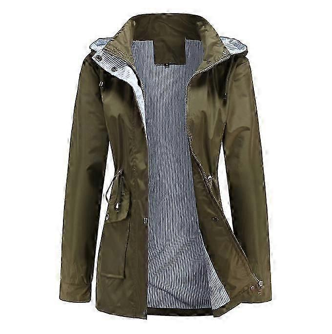Kvinners lange hette regnjakke utendørs vindjakke