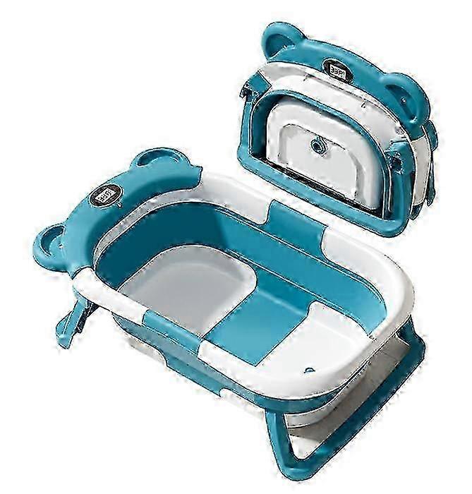 Collapsible Baby Bathtub for Newborn with Thermometer & 1 Soft Floating Cushion