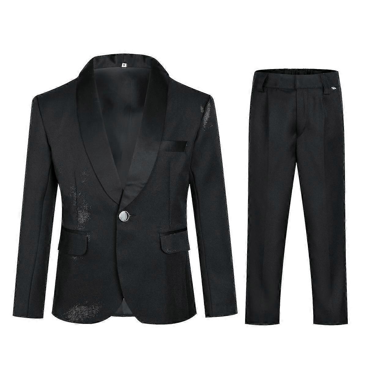 Terno elegante de duas peças para meninos, em cor lisa - Blazer de um botão e calça.
