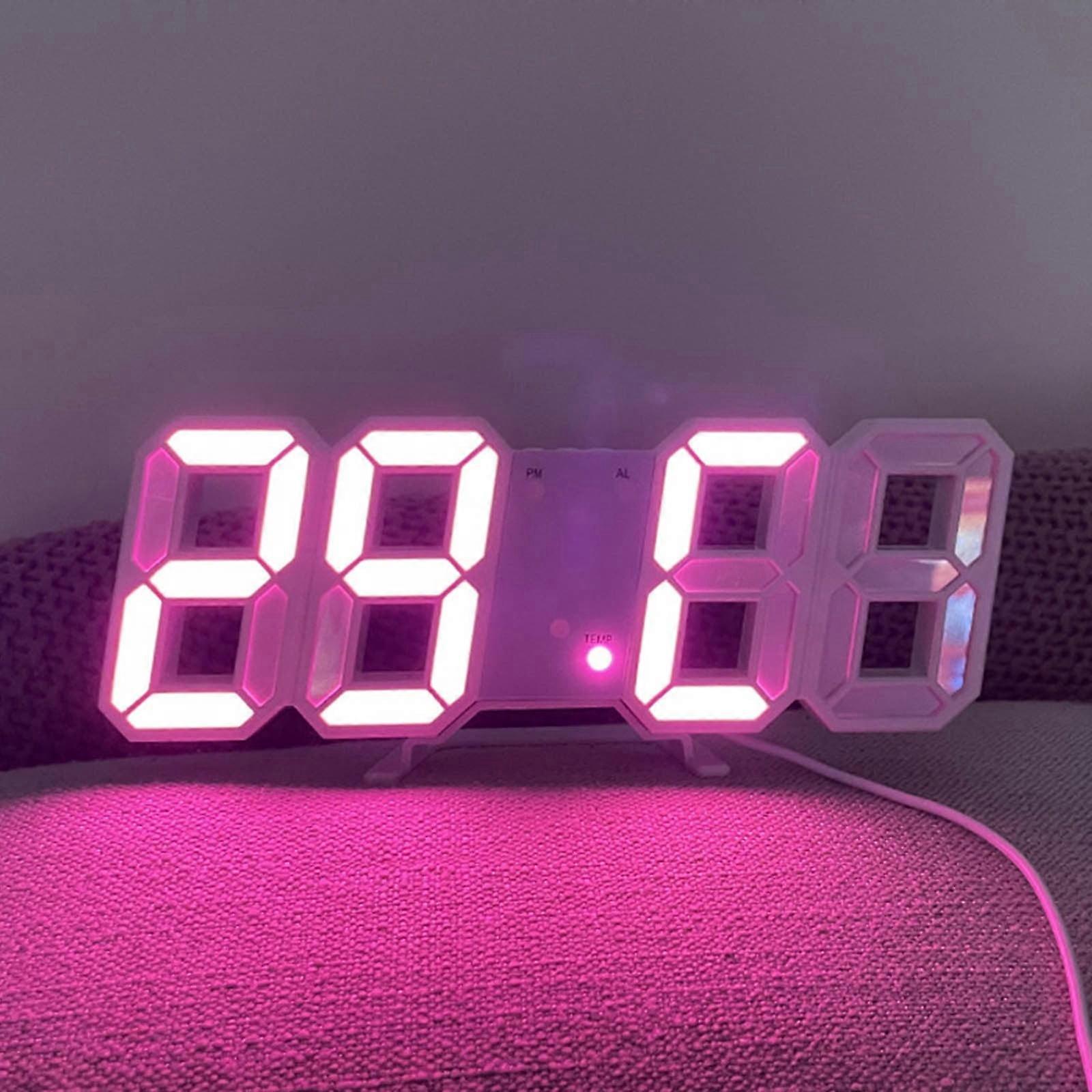 Floleo 3D LED Digital Clock, Glowing Night Mode, Adjustable Table/Wall Clock, Compatible with Living Room & Christmas Decor