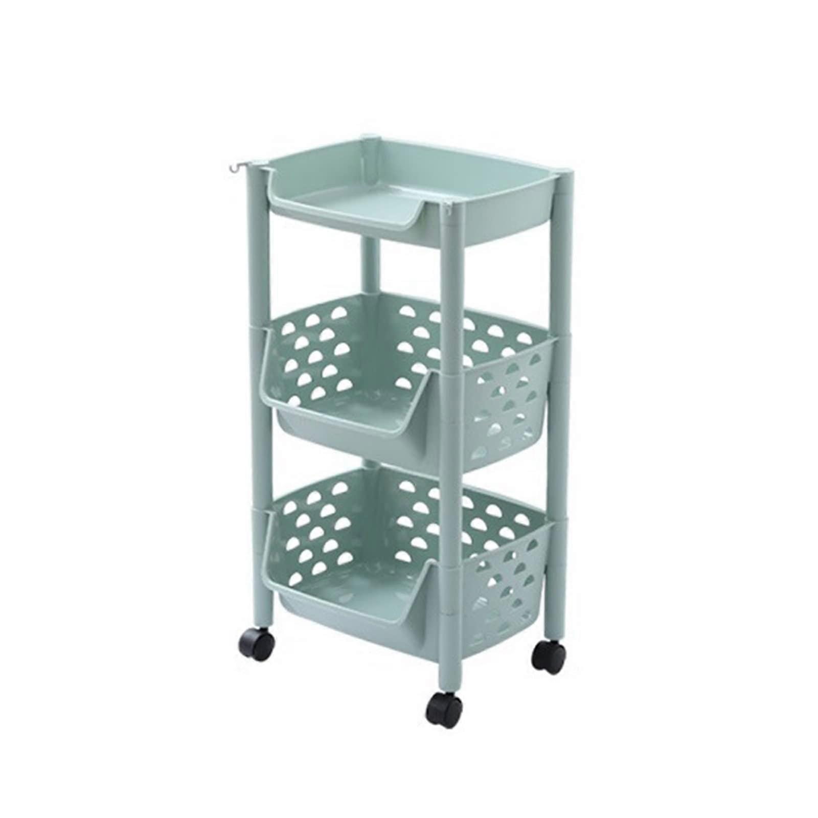 Fruit Vegetable Storage Basket Rack - Multi-Layer Stackable Kitchen Organizer for Fruits, Vegetables, and Snacks - Floor-to-Ceiling Design