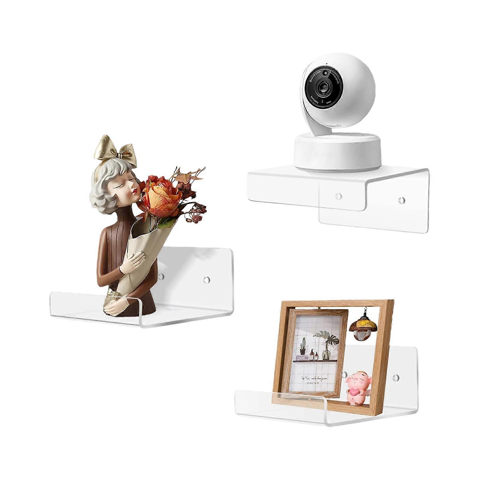 Triple Wall Mount Shelf Unit Secure Storage Solution for Surveillances Devices Remotes Keys Scratch Resistant Surfaces  Clear