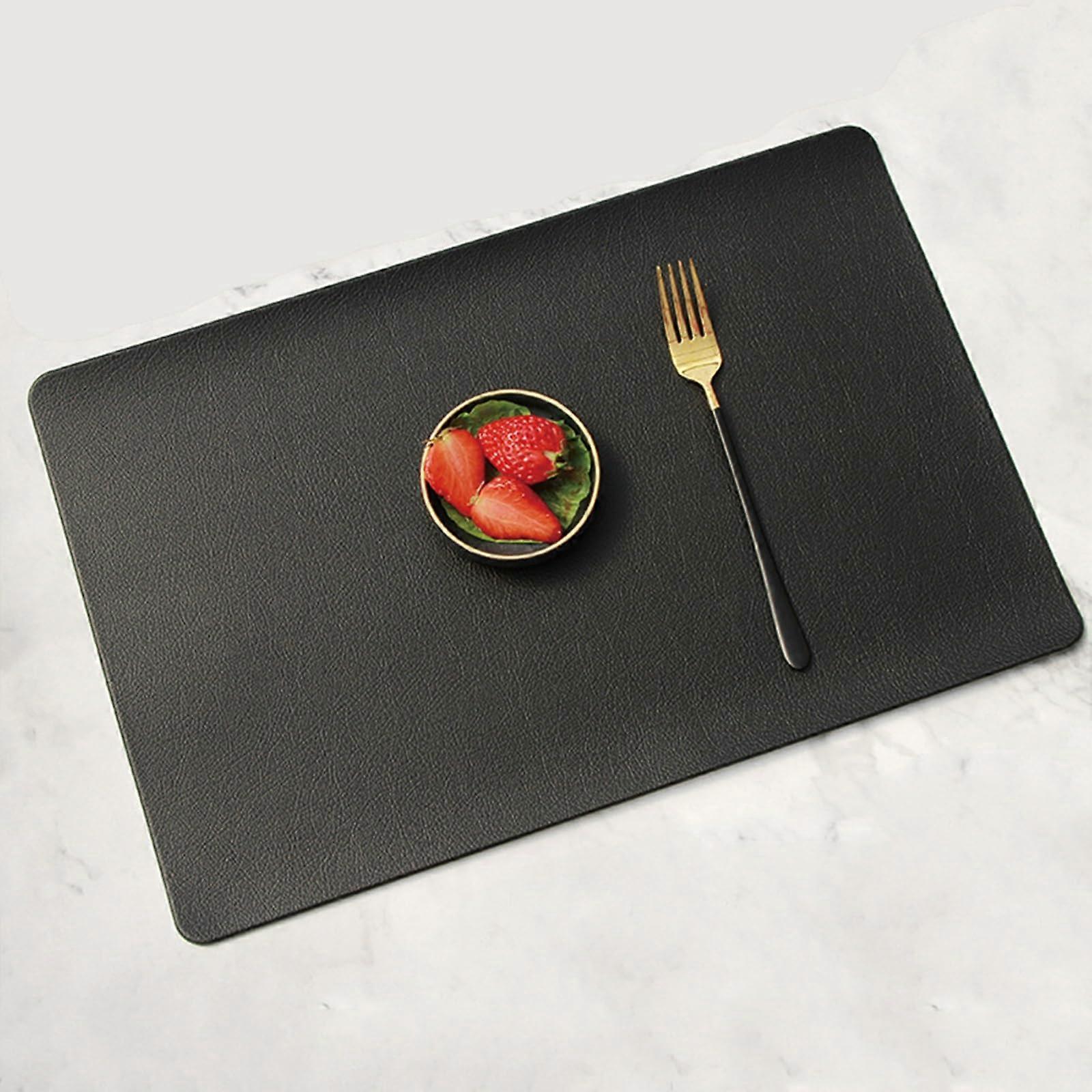 Table Placemats Leather Black Oblong 30x45cm Small 6Piece Set Washable