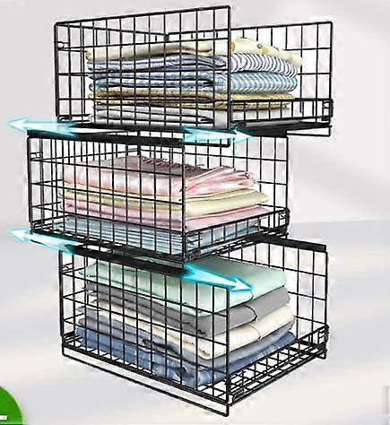 3 Pcs Stackable Drawer Storage Baskets for Closet Wardrobe Cabinets and Dorm Organization