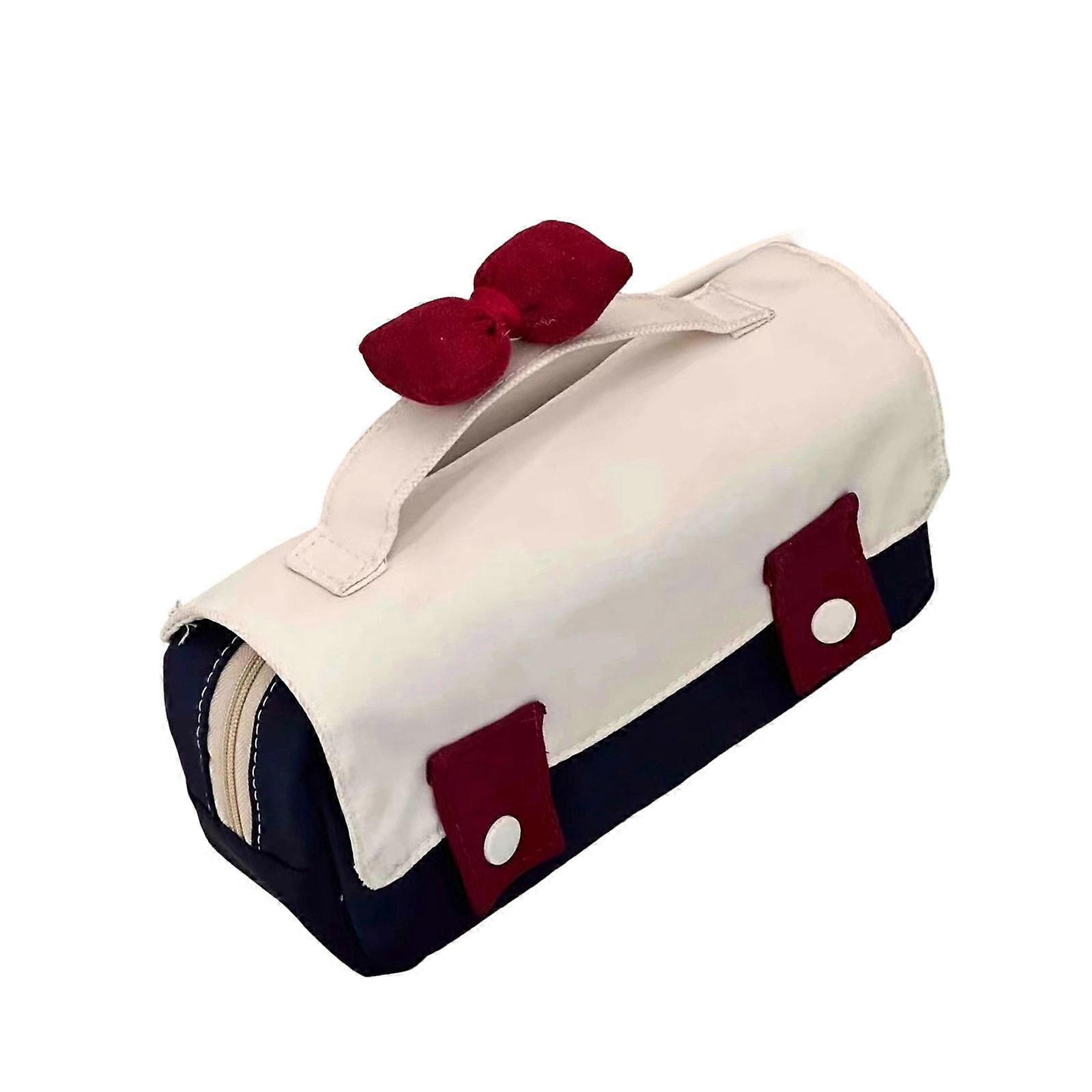 Portable Zippers Closure Pen Holders Store Pen Marker Sticker Efficiently Practical Pencil Case Multiple Pocket Design  Navy