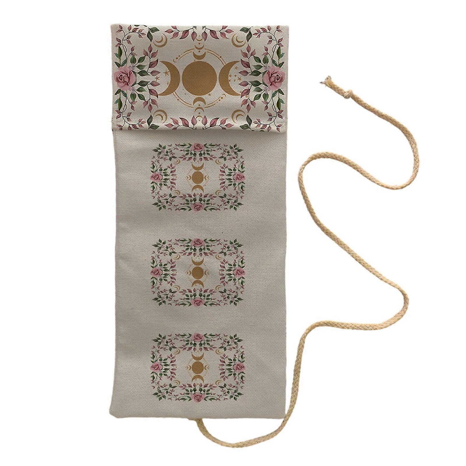 Printed Divination Storage Bag Washable Polyester Linen Foldable Portables For Tarots Decks And Cards Game Multicolor