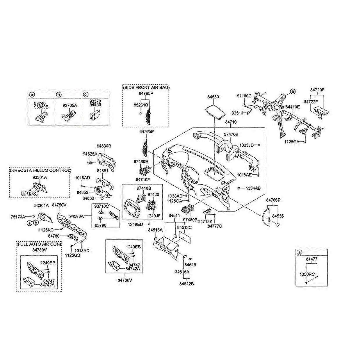 Left Front Central Air Vent Nozzle 97410-1E000 for Accent Hatchback 2006-2011 Middle Dashboard Air