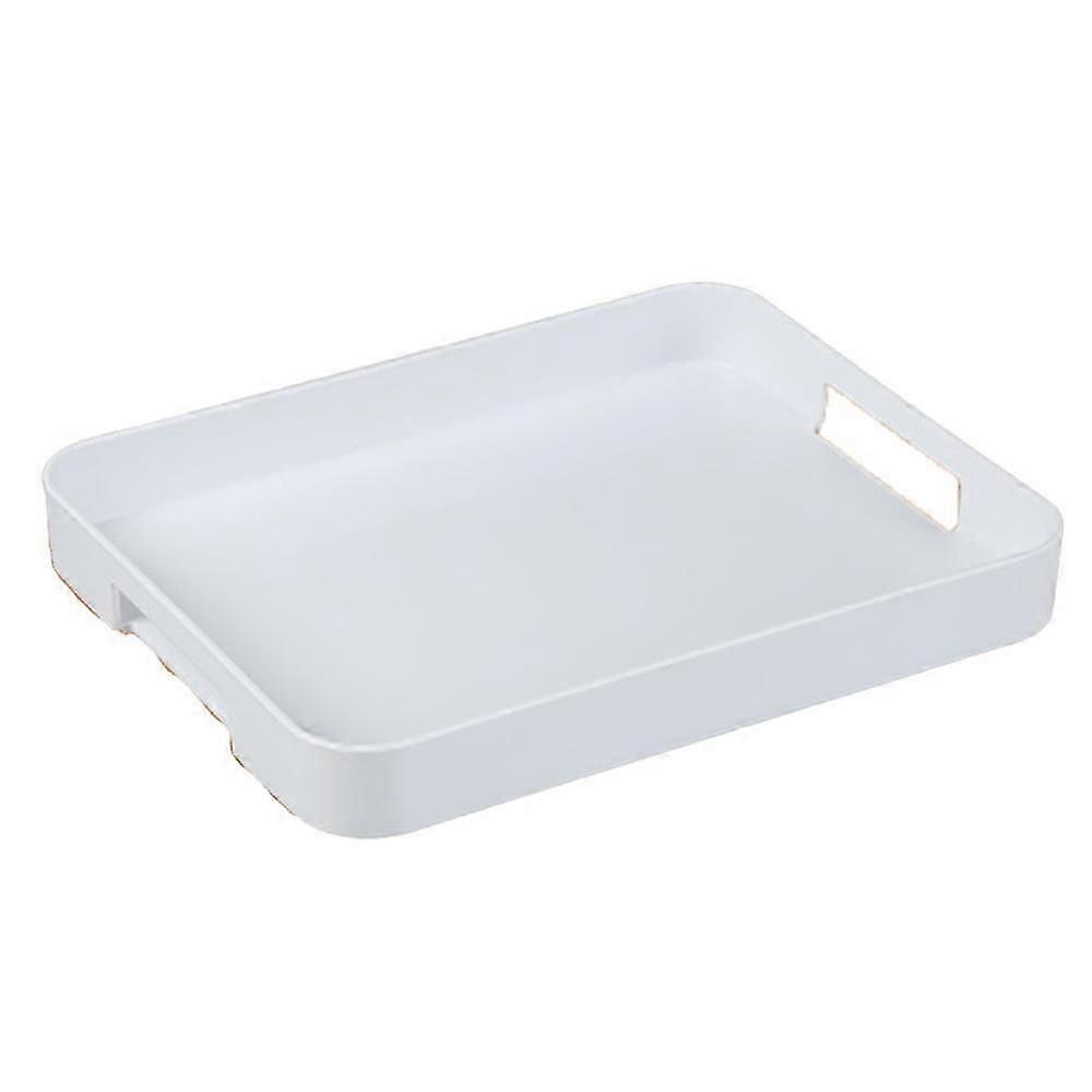 Daradara White Serving Tray with Handles, Stackable Rectangle Plastic Platter, Compatible with Kitchen, Bathroom Vanity Organizing