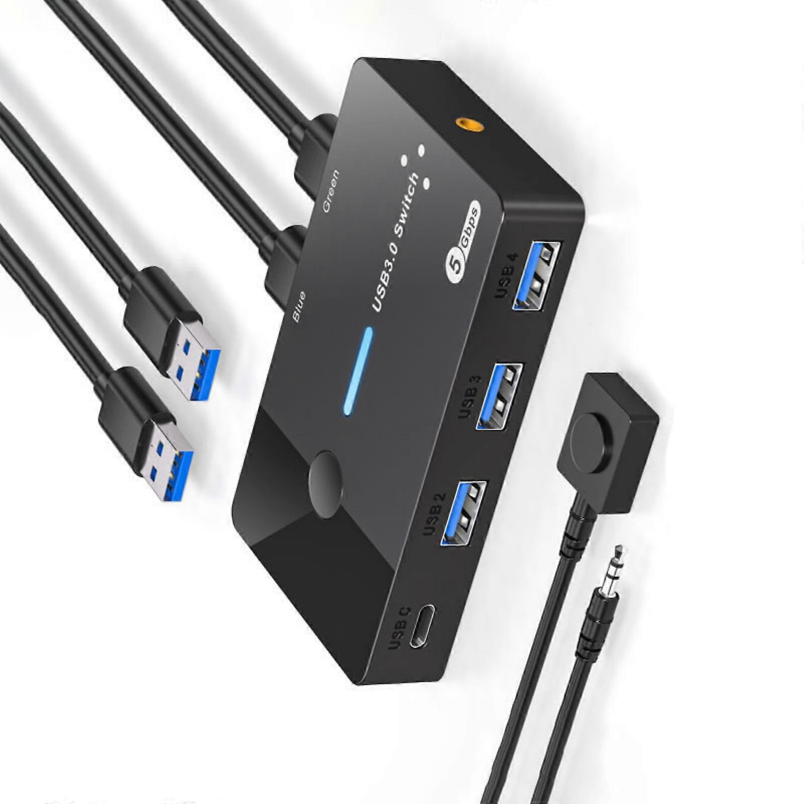 USB 3.0 Switcher 2 Computers Sharing USB C Devices 4 Port USB Switcher Sharing Keyboards and Mouse Printer Scanner Multicolor