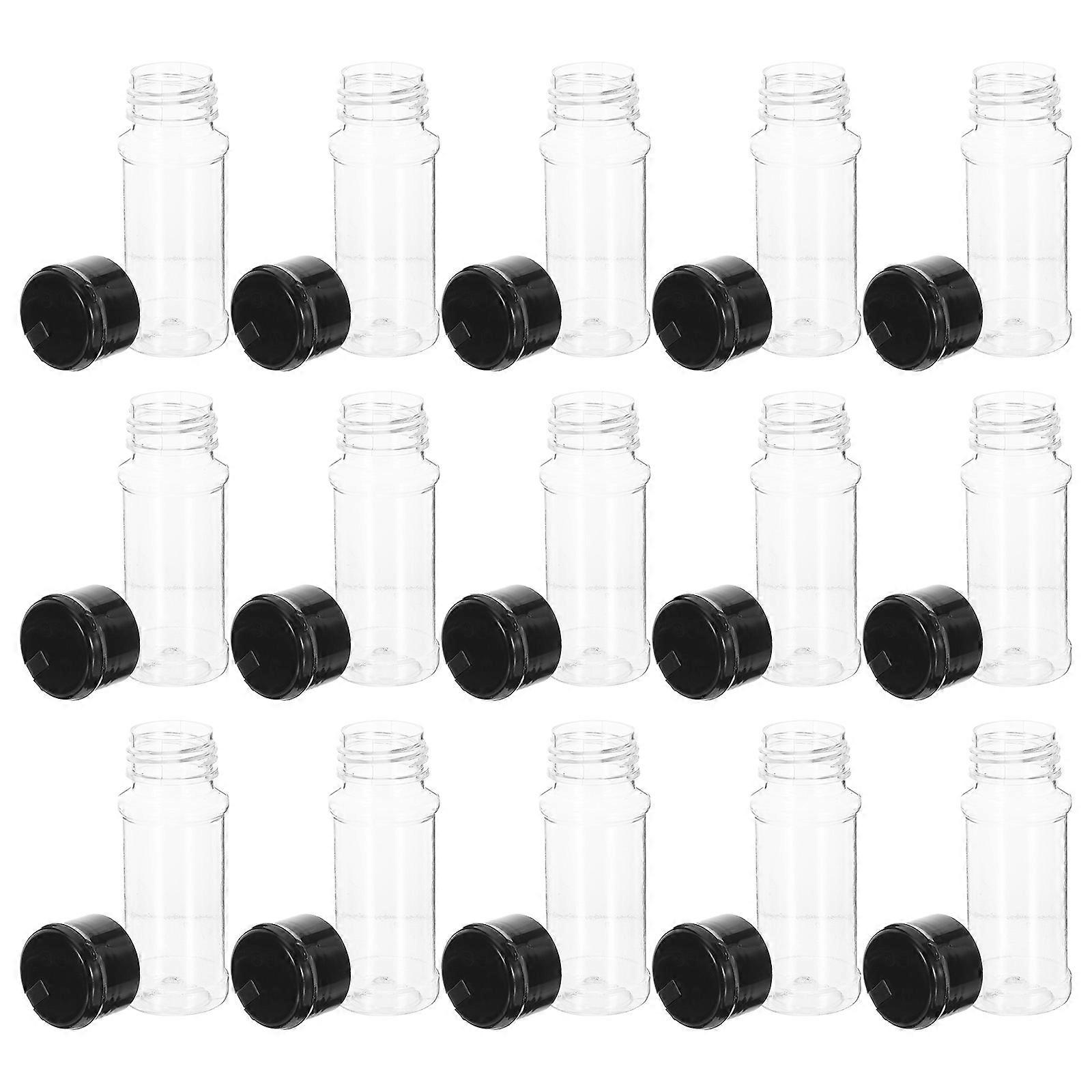 Clear Plastic Spice Jars for Kitchen Organization and Storage 30Pcs