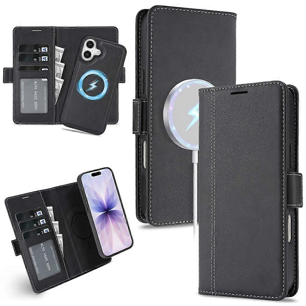 Compatible For iPhone 17 Case Detachable 2 in 1 Leather Wallet Phone Cover Compatible with MagSafe