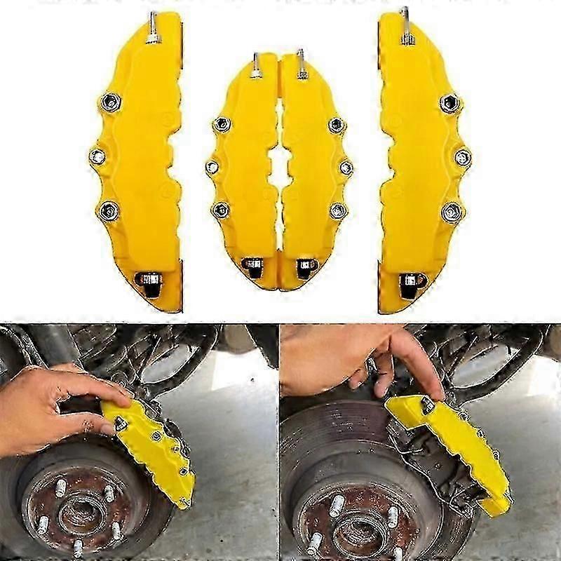 2x keltainen 3D edessä + takana auton levyjarrusatula kannen osat jarrusarjan lisävarusteet