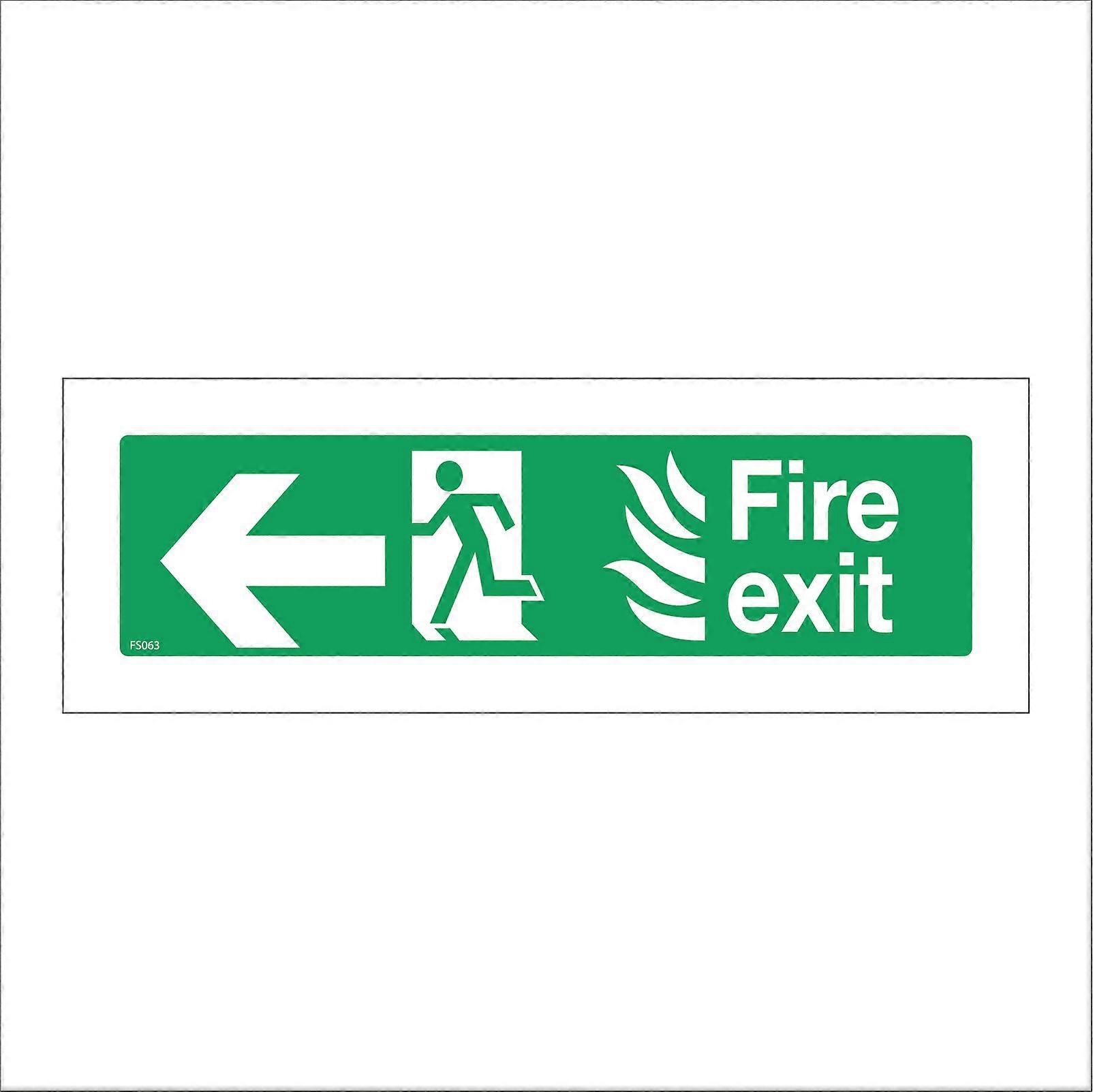 FS063 Fire Exit Left Sign with Running Man Arrow Door Fire