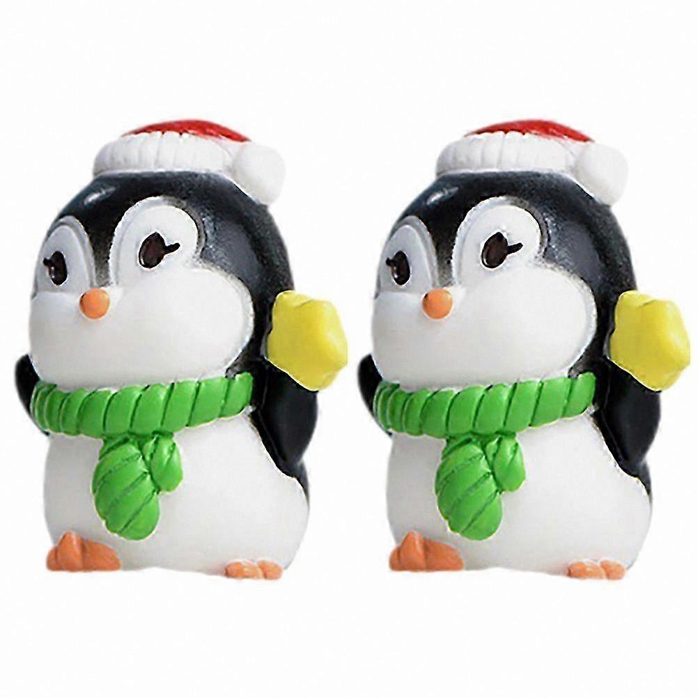 2-Pack Mini Penguin Statues Cute Figurines for Landscape Decoration