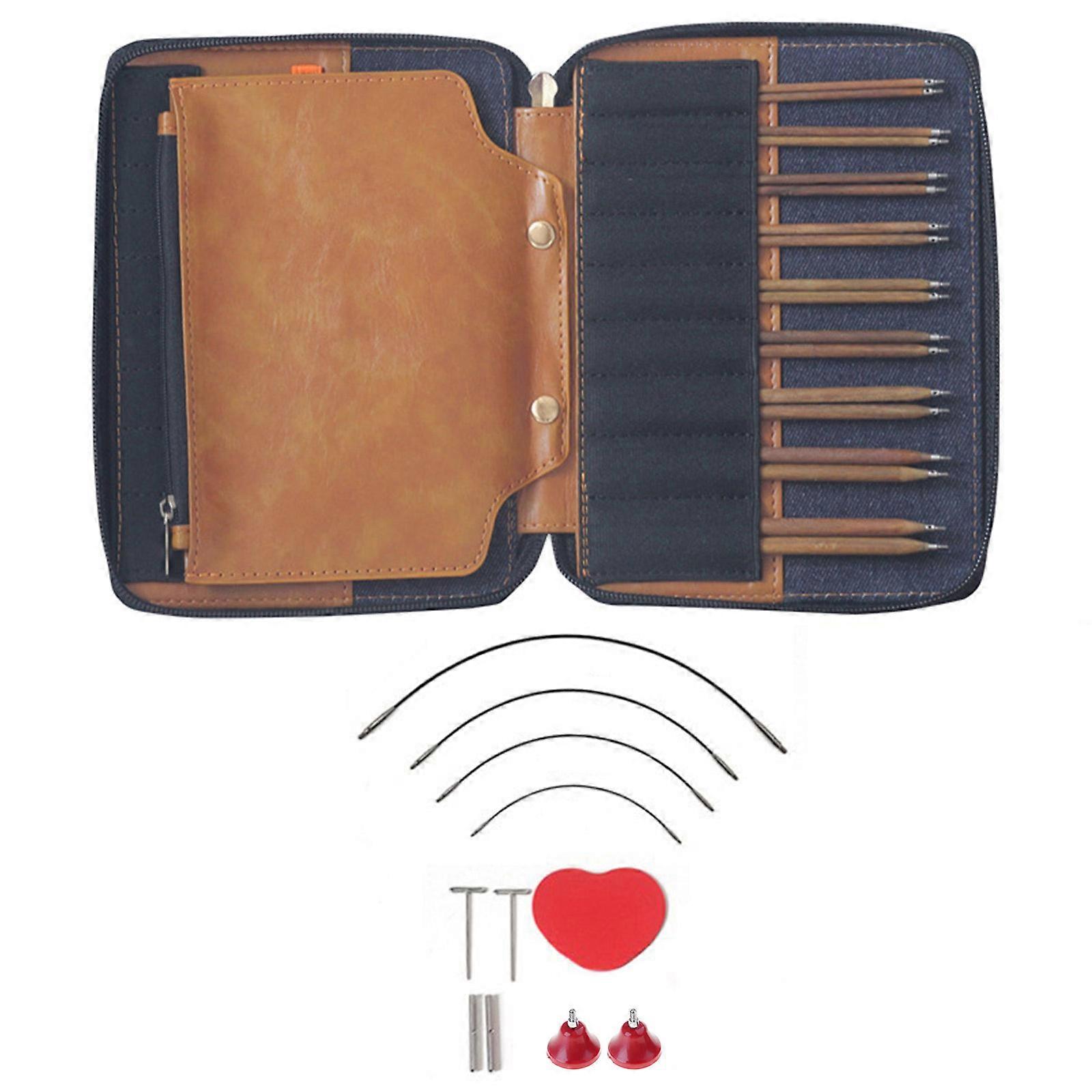 Wood Interchangeable Knitting Needle Set With Vibranting Color Combinations Multicolor