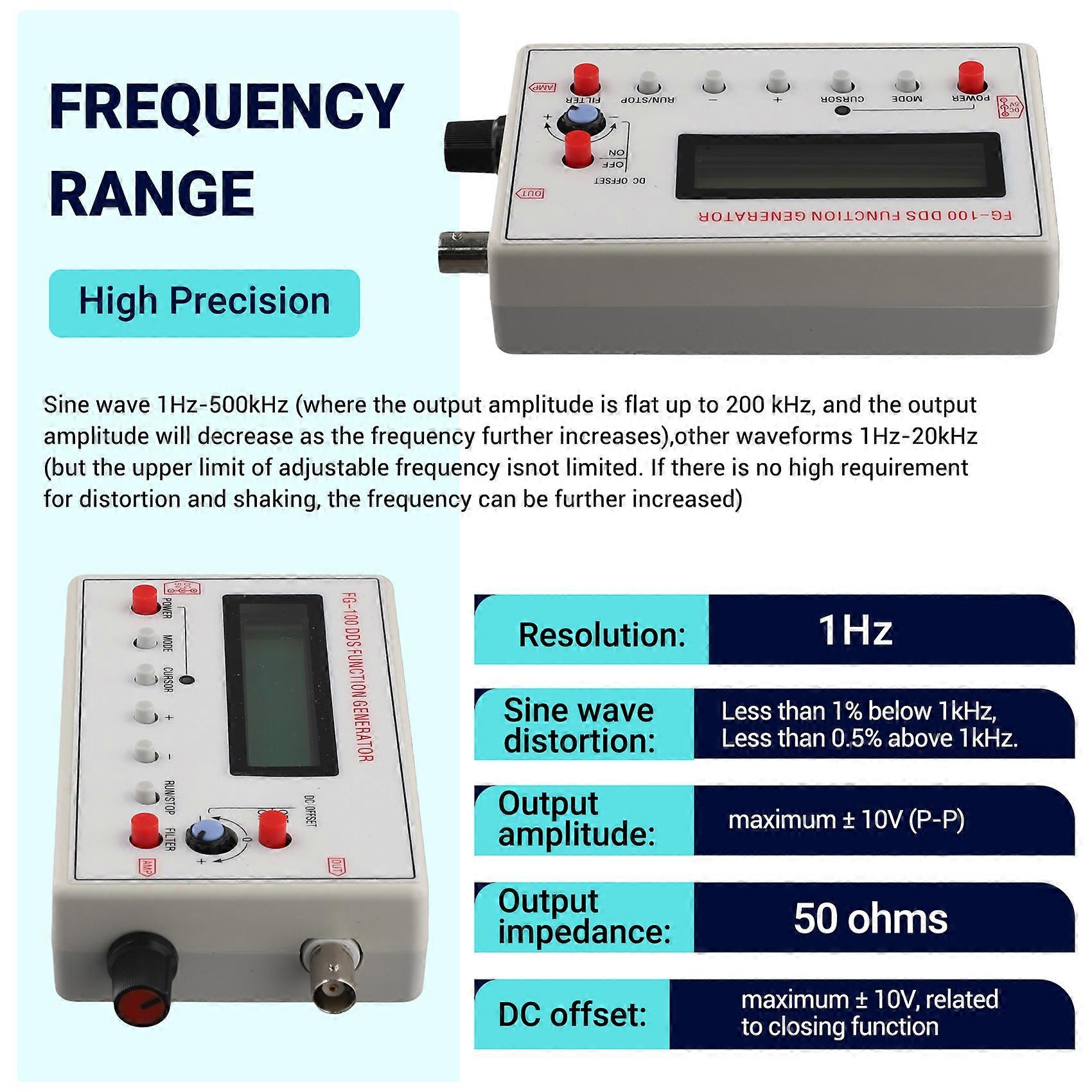 FG-100 DDS Function Signal Generator Frequency Counter 0.01Hz - 500KHz Signal Source Module