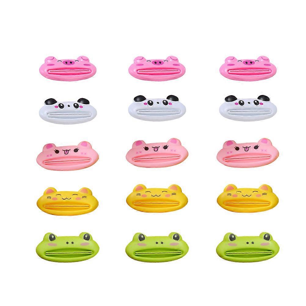 15pcs Cartoon Toothpaste Squeezer Animal Pattern Tube Dispenser Bathroom Accessories (Random Pattern)