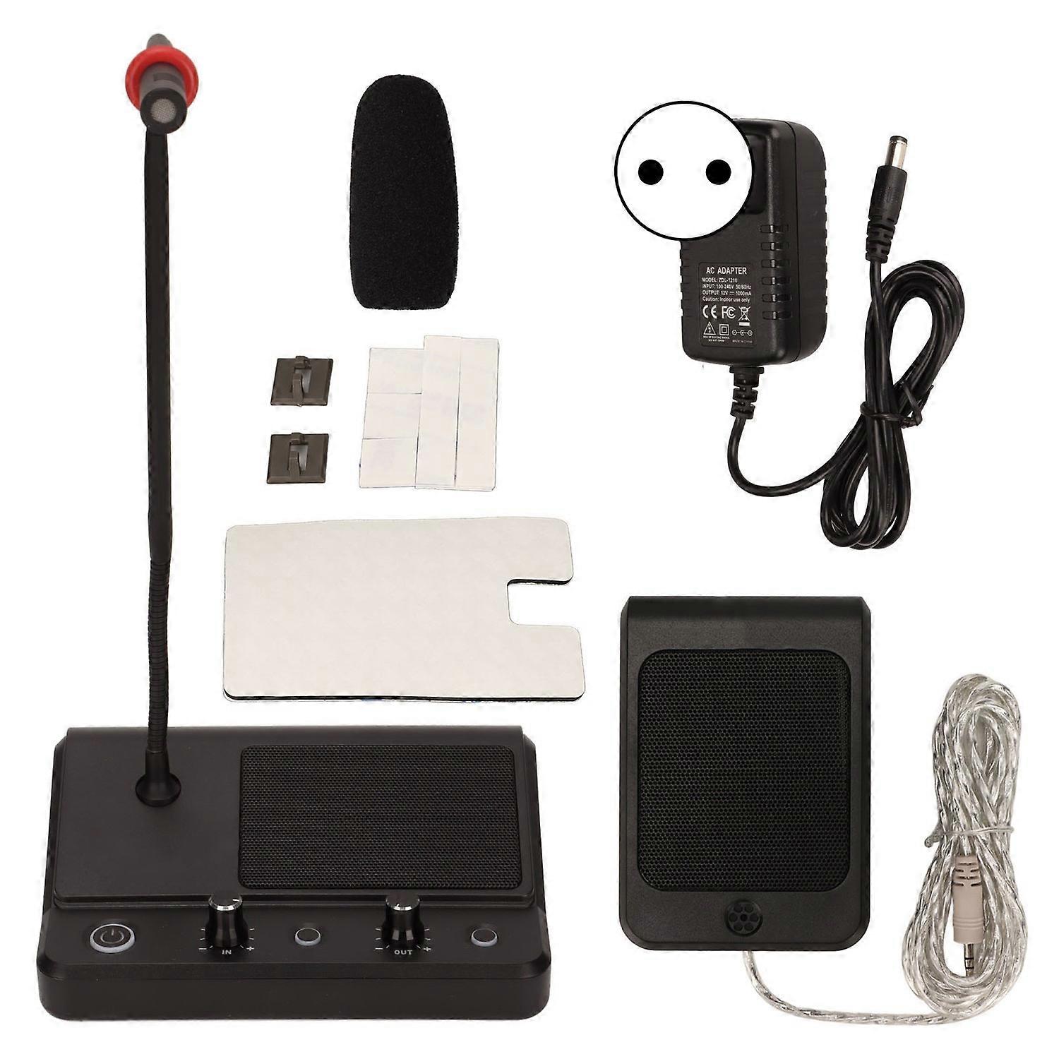 Window Dual Way Speaker System Counter Intercom Microphone for Bank Train Station 100‑240V EU Plug