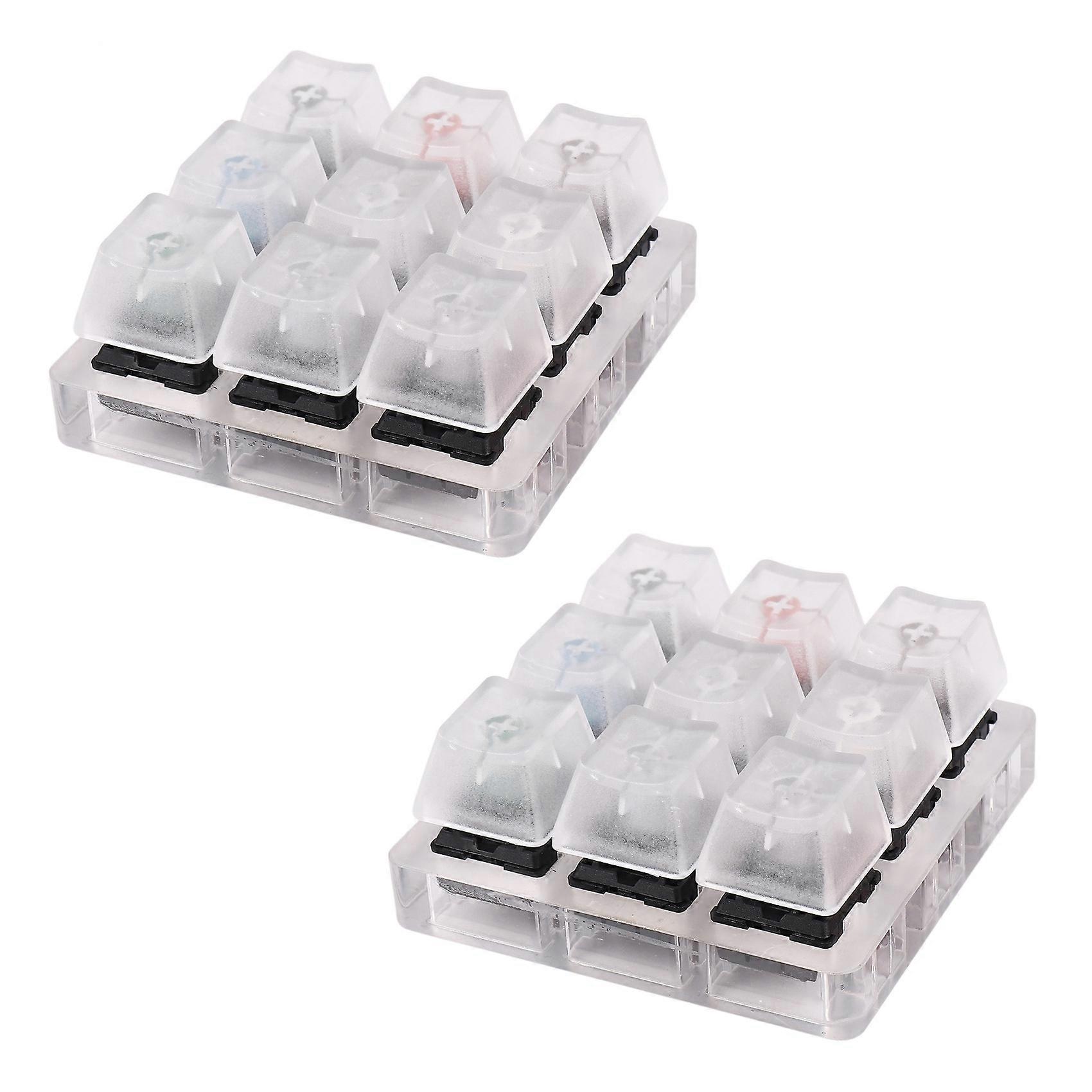 2X Acrylic Keyboard Tester 9 Clear Plastic Keycap Sampler for Cherry MX Switches