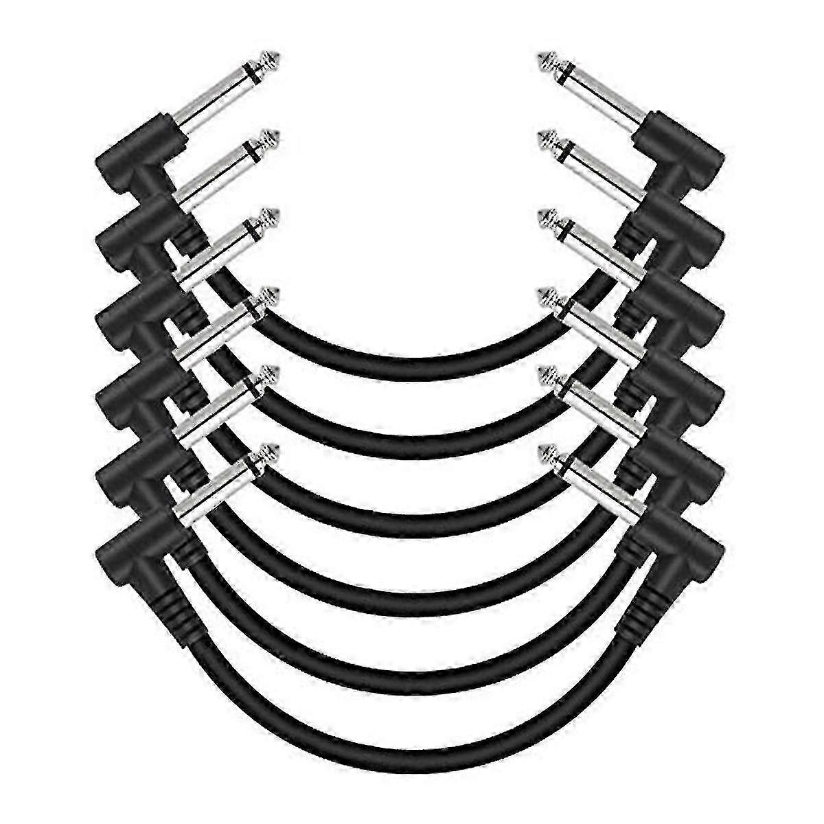 6-Pack 6-Inch Right Angle Shielded Guitar Patch Cable compatible with Pedal Board Instruments