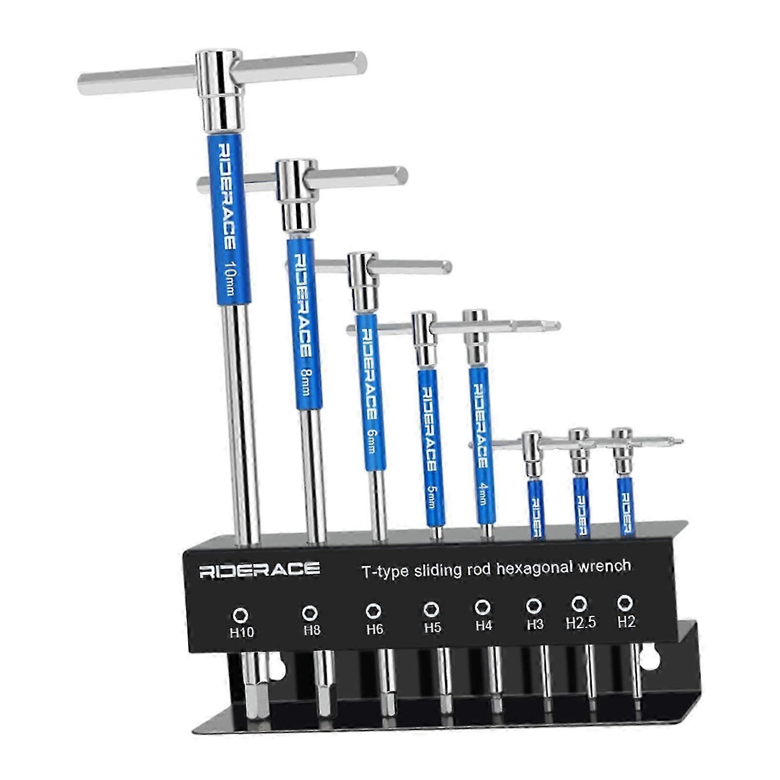 T-Handle Hex Key Set Metric 2-10mm Slidable Non-Slip Portable Hand Tools Bicycle Repair Tool