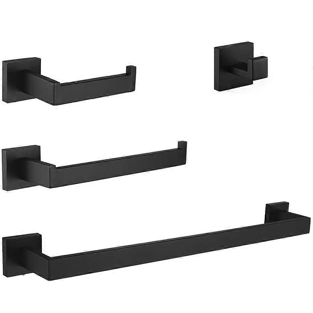 Stainless Steel Bathroom Accessories Set with White Finish Towel Rack and Hooks, D40cm, SpaceSaving