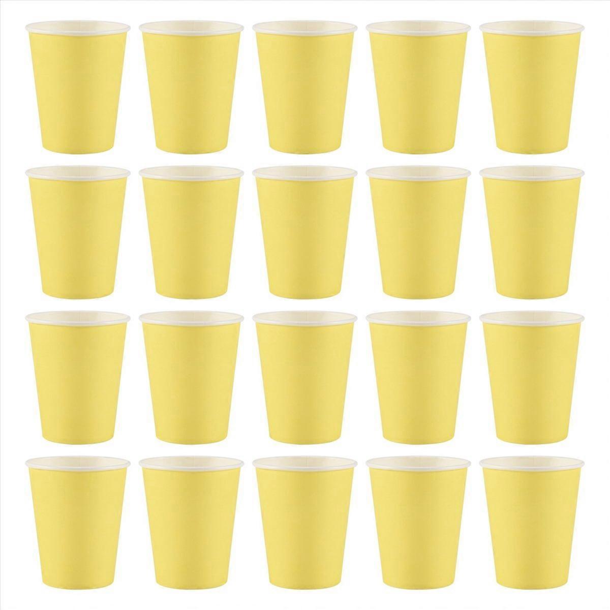 20x Paper Cups Solid Colours Birthday Catering yellow