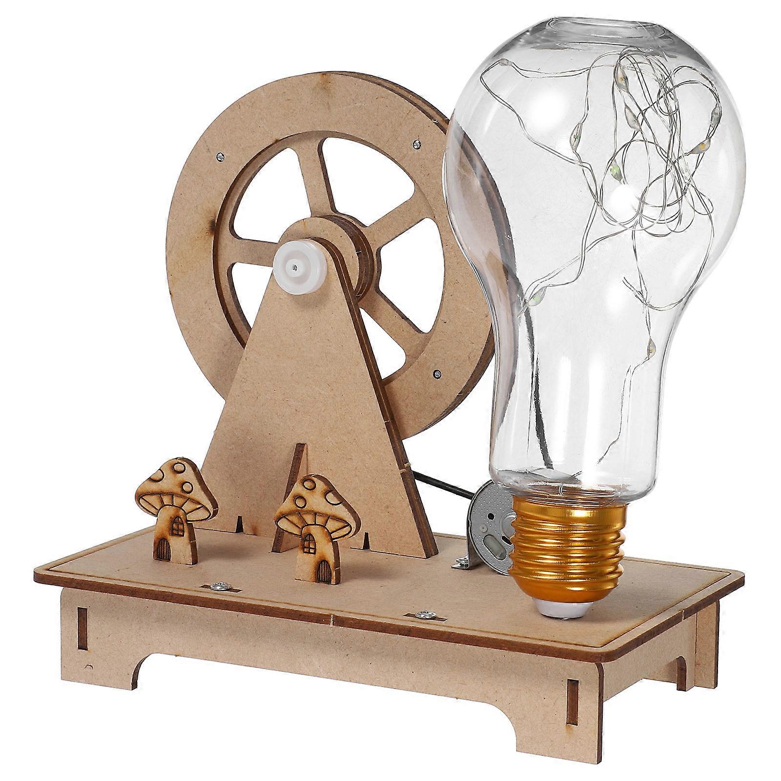 Kids Hand Cranking Generator Kit 1 Set Science Learning Playset With Electricity Generation For Students Beige