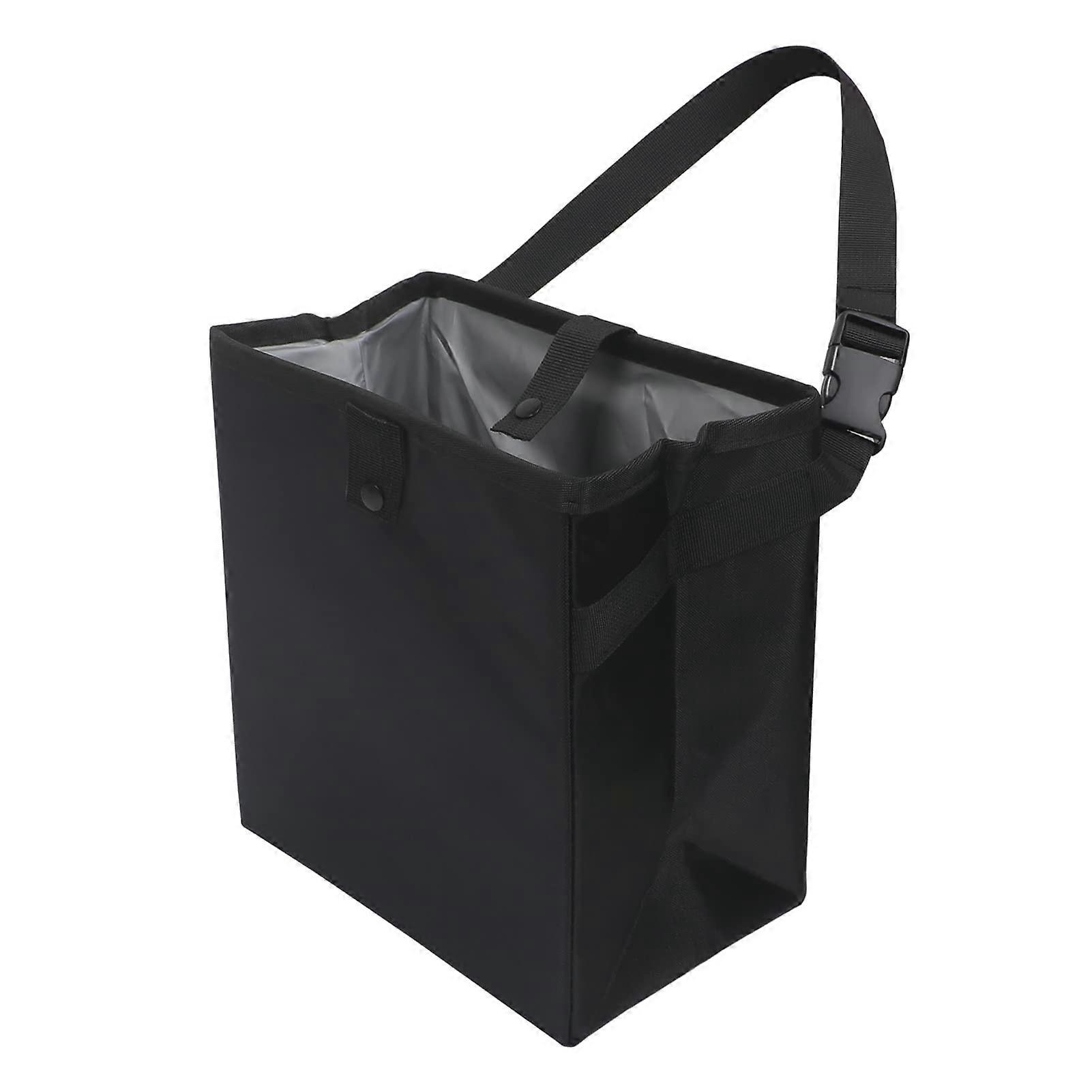 Leakproof Waterproof Car Trash Can with Large Capacity, Hanging Garbage Bag Organizer, Black