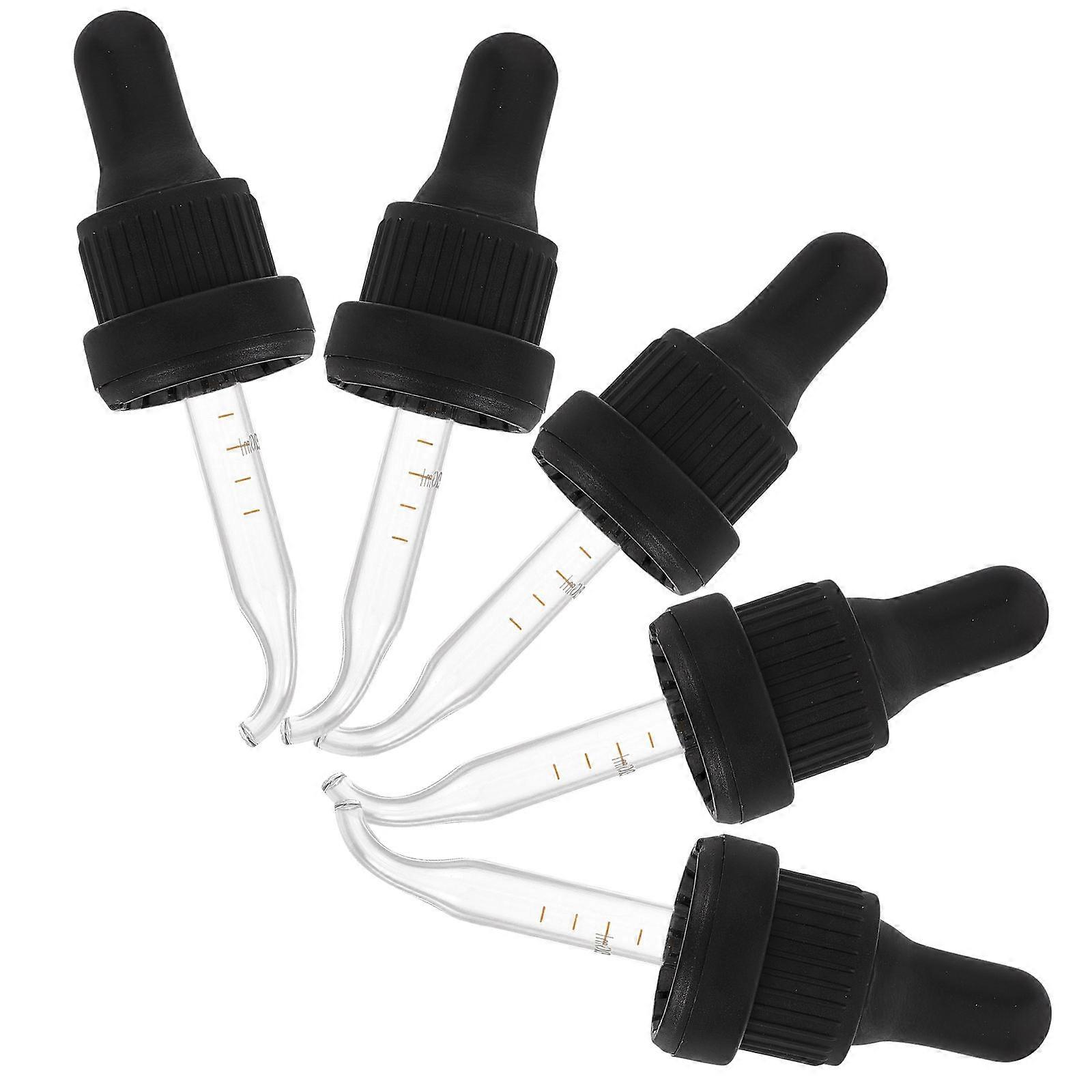 5Pcs Essential Oil Dropper Caps Plastic Bottles with Graduated Tips Closure