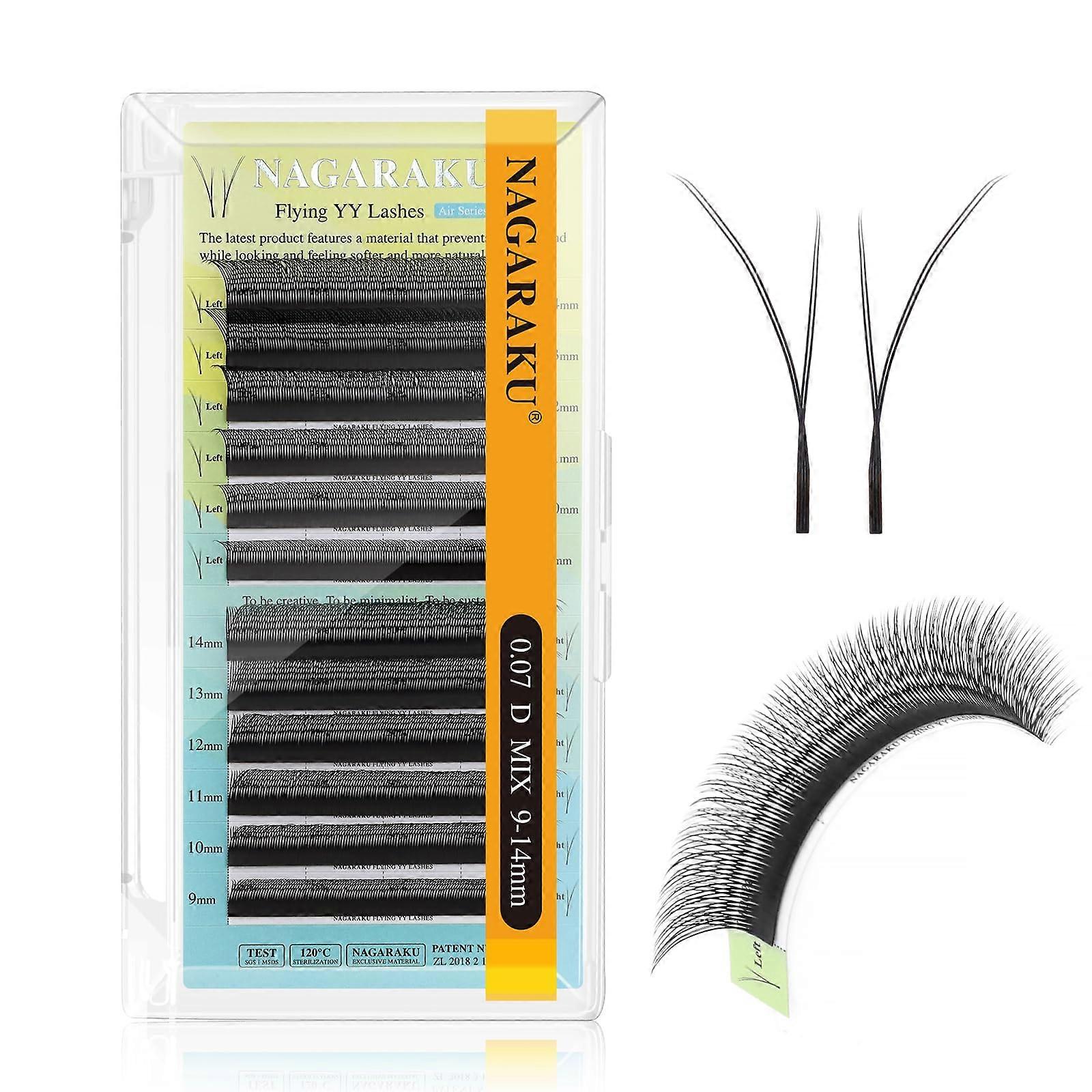Premade 4D Russian Volume Eyelash Extensions 0.07mm D Curl Easy Fan YY Lashes Mix Tray 914mm