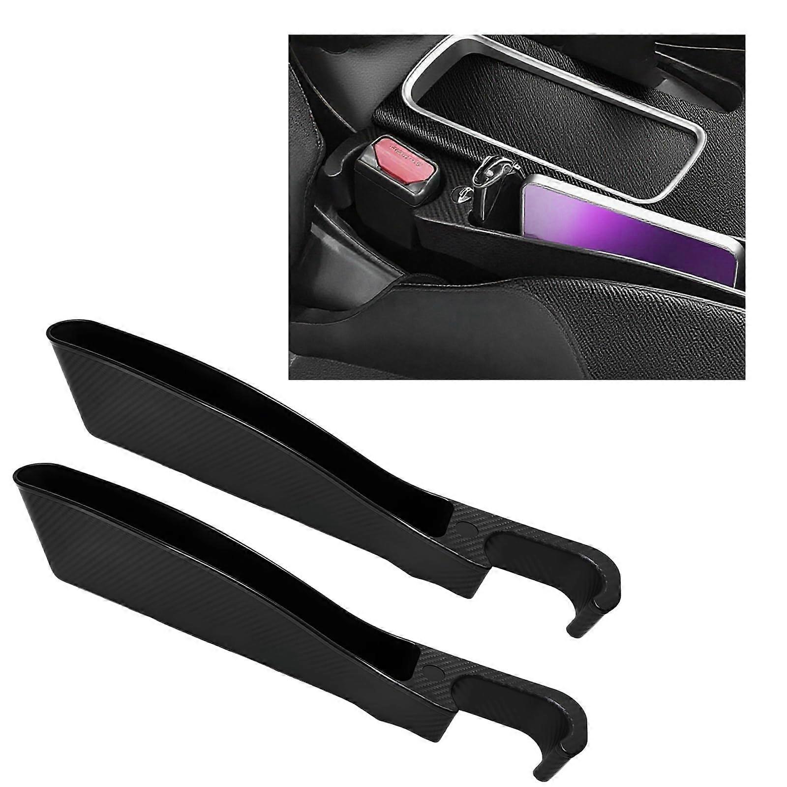 2PCS Car Seat Gap Filler with Storage Box and Charging Hole, Waterproof Organizer for Keys Phone Cards