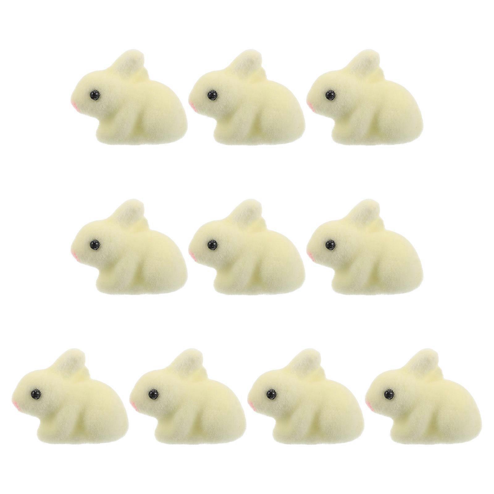 10pcs Cute Miniature Bunny Statues for Decor Light Small Ornaments
