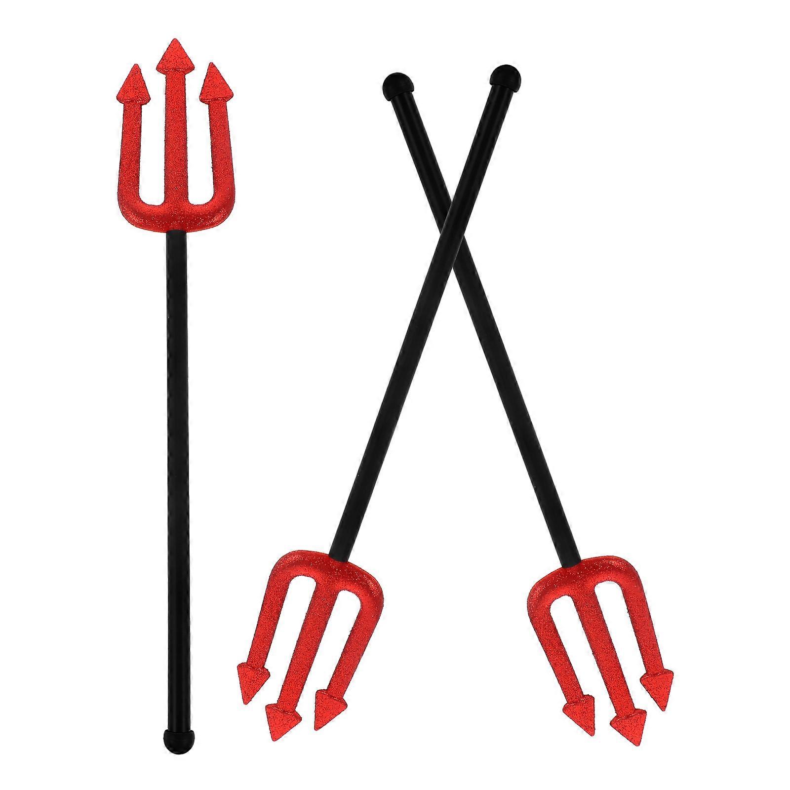 Fork Prop for Decor 3Pcs Plastic Red Halloween Cosplay Accessory