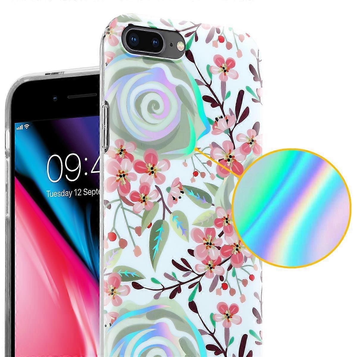 Protective Case iPhone 7 PLUS / 7S PLUS / 8 PLUS Case TPU - Flowers and Leaves Pattern