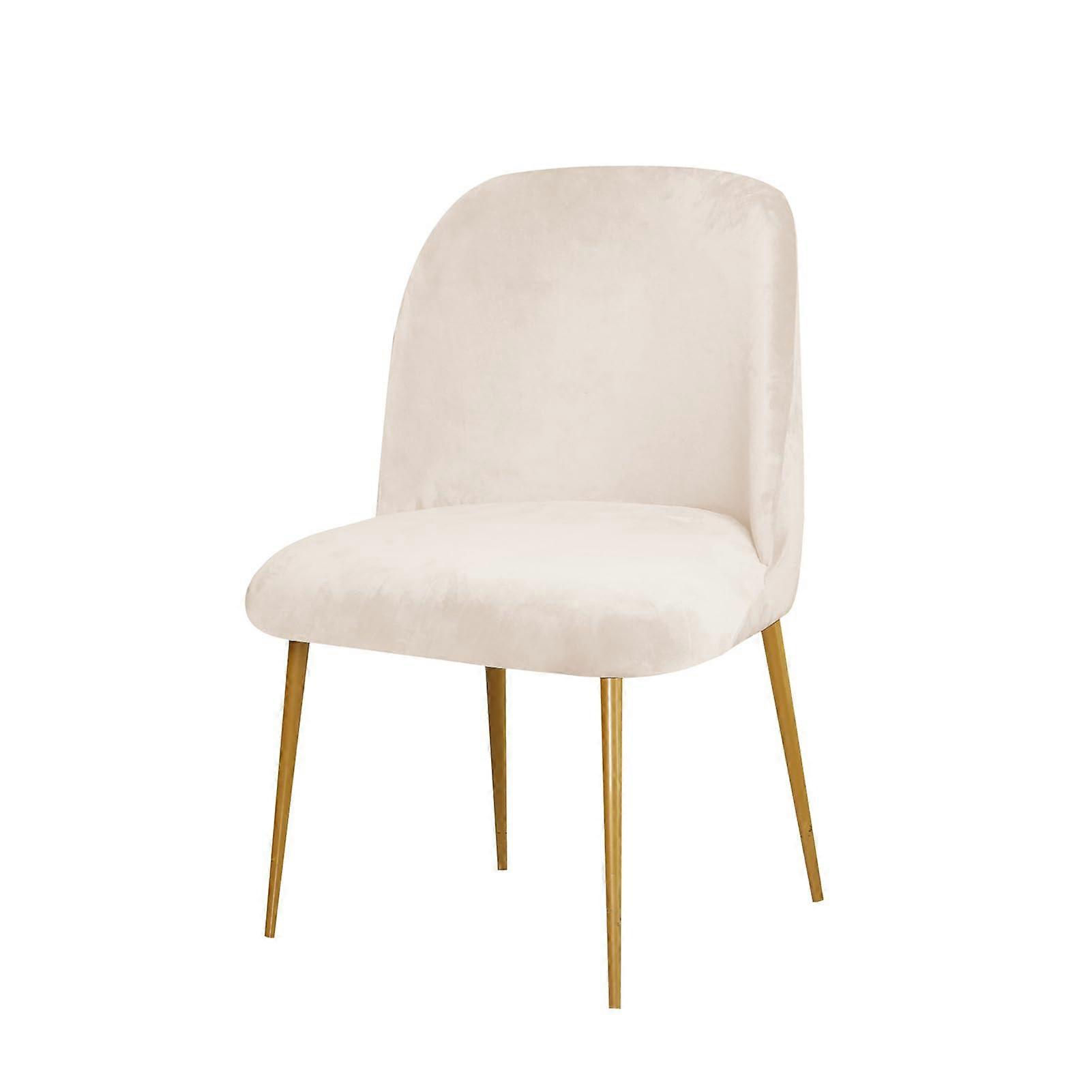 Dining Chair Covers Velvet Stretch Curved Back Slipcovers Armless Protector Beige 6 Pcs